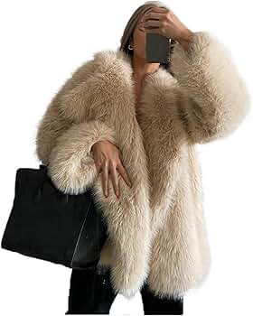 Amazon.com: LRYBSA Shaggy Overcoat Outerwear Light Beige